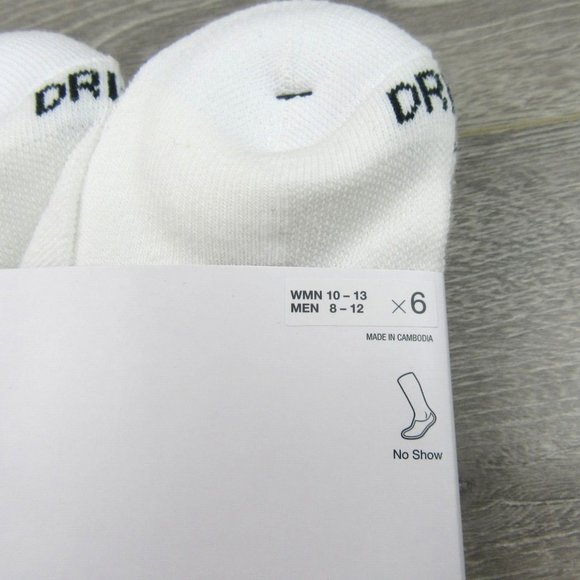 Nike Everyday Plus No Show Socks 6 Pack Mens Size 8-12 White Dri-Fit NEW - Picture 3 of 7